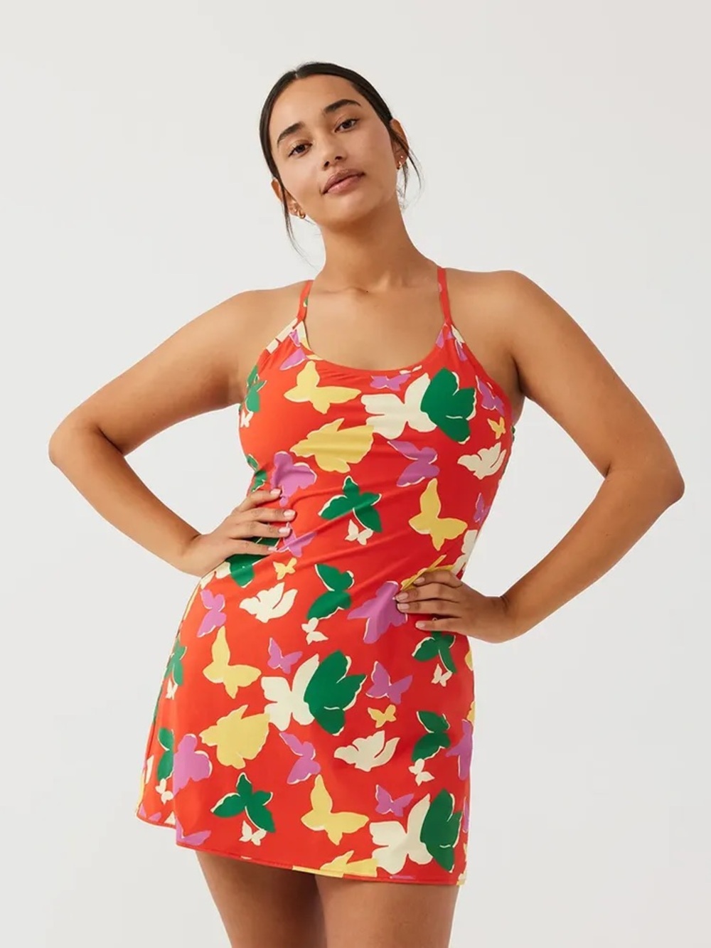 Outdoor Voices Red and Yellow Floral Athletic Dress